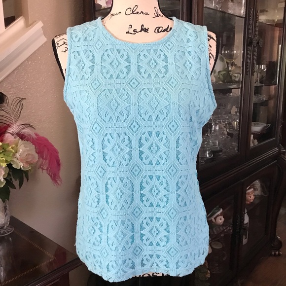Talbots Tops - ✋🏻DONATING ✋🏻Beautiful Blue Tank Top with lace overlay